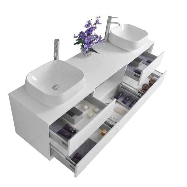 Ancerre Catherine Bathroom Vanity with Solid Surface Top Cabinet Set Collection - VTSM-CATHERINE-63-W - Backyard Provider