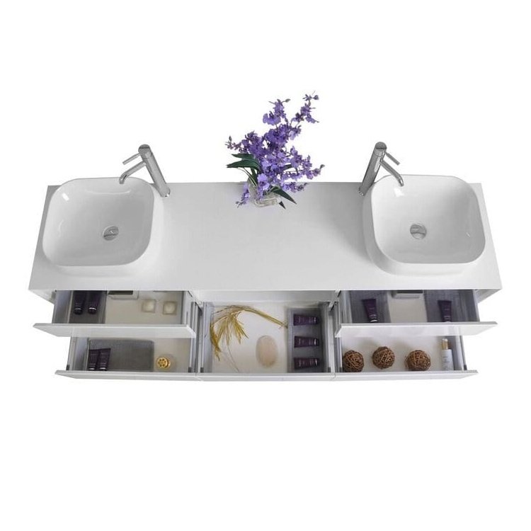 Ancerre Catherine Bathroom Vanity with Solid Surface Top Cabinet Set Collection - VTSM-CATHERINE-63-W - Backyard Provider