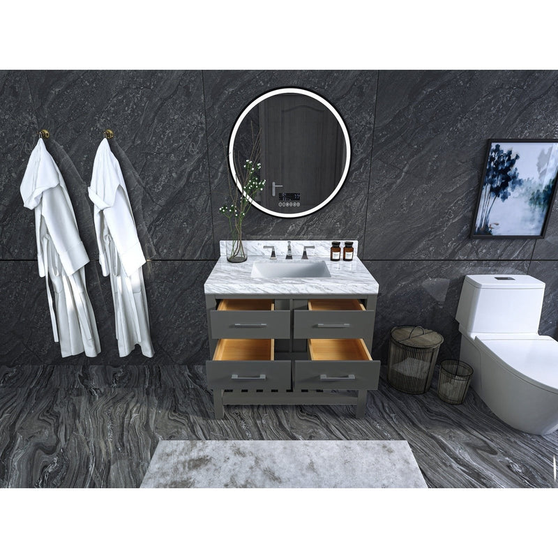 Ancerre Elizabeth Bathroom Vanity with Sink and Carrara White Marble Top Cabinet Set - VTS-ELIZABETH-36-W-CW - Backyard Provider