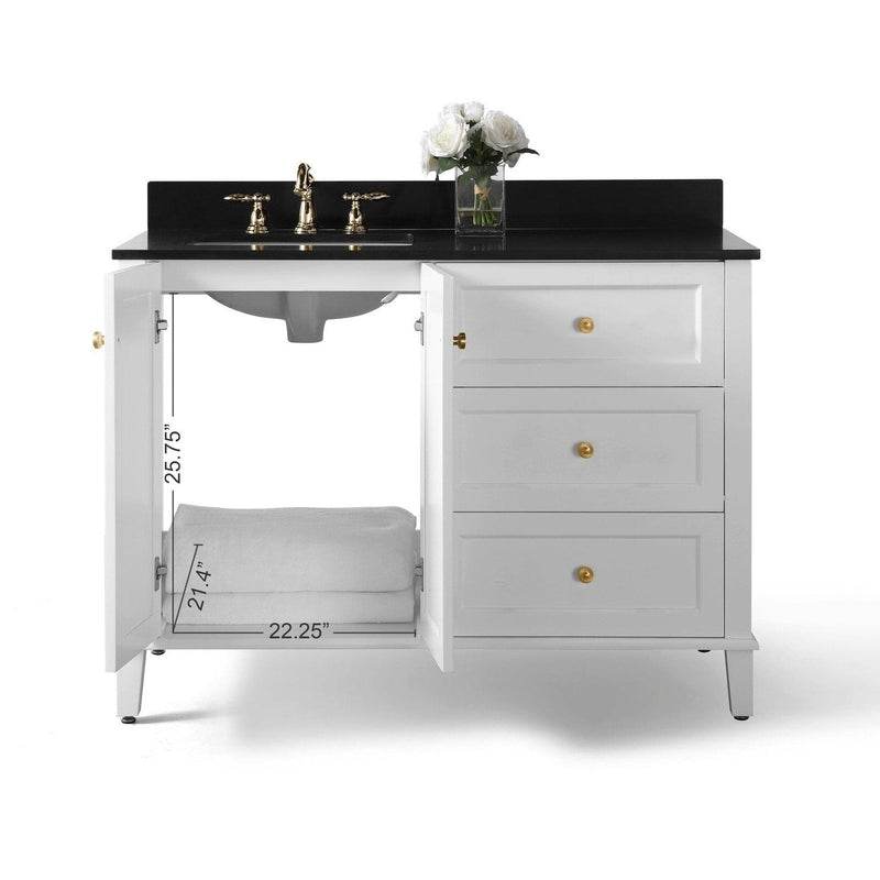 Ancerre Hannah Bathroom Vanity with Sink and Black Quartz Top Cabinet Set - VTSM-HANNAH-48-L-W-B - Backyard Provider