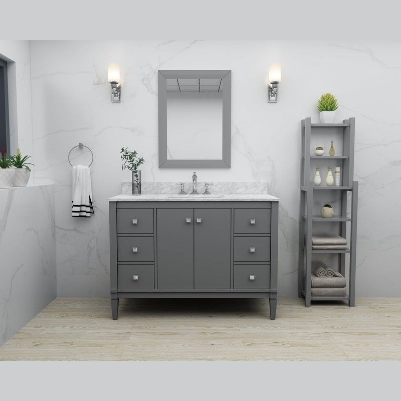 Ancerre Kayleigh Bathroom Vanity with Sink and Carrara White Marble Top Cabinet Set - VTS-KAYLEIGH-48-W-CW - Backyard Provider