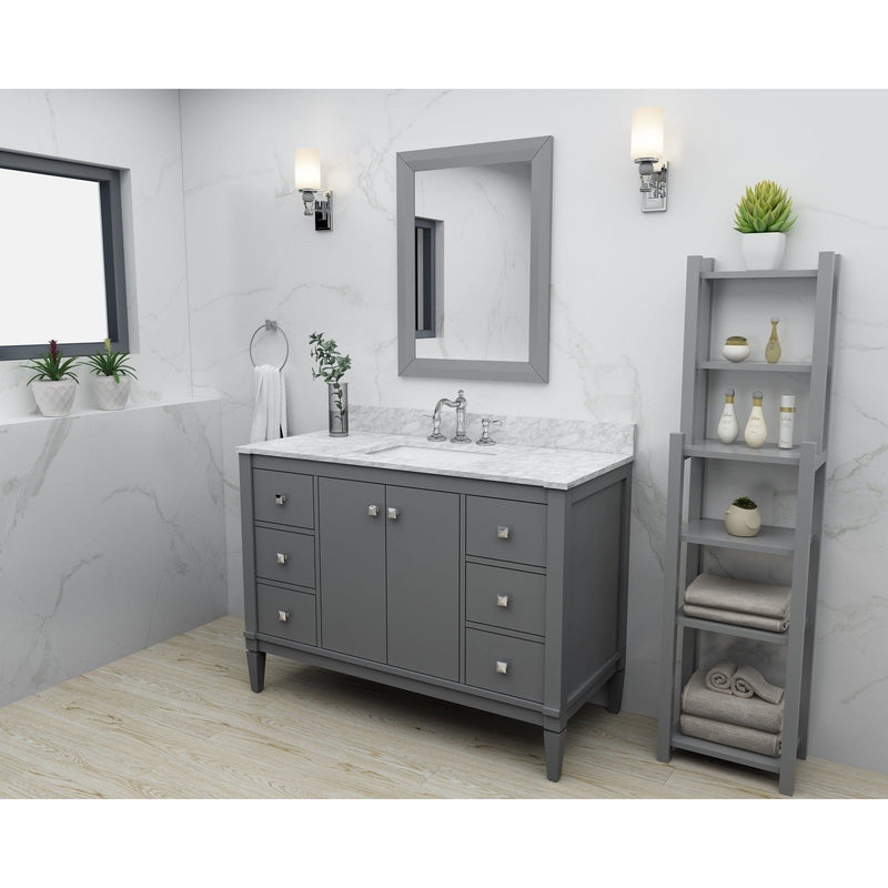 Ancerre Kayleigh Bathroom Vanity with Sink and Carrara White Marble Top Cabinet Set - VTS-KAYLEIGH-48-W-CW - Backyard Provider