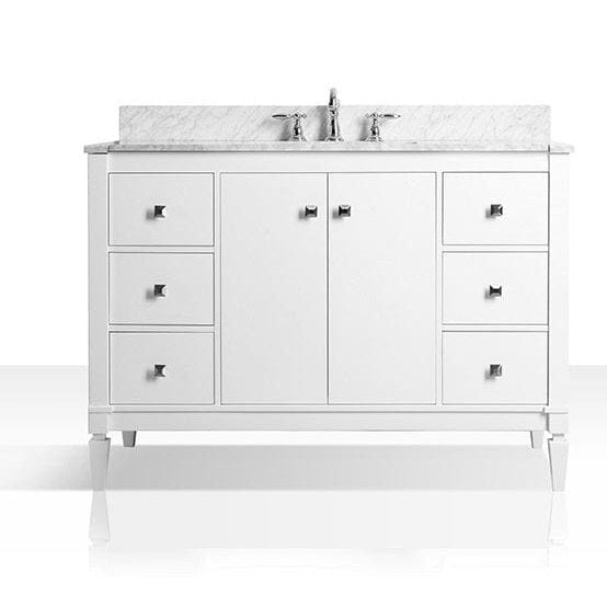 Ancerre Kayleigh Bathroom Vanity with Sink and Carrara White Marble Top Cabinet Set - VTS-KAYLEIGH-48-W-CW - Backyard Provider