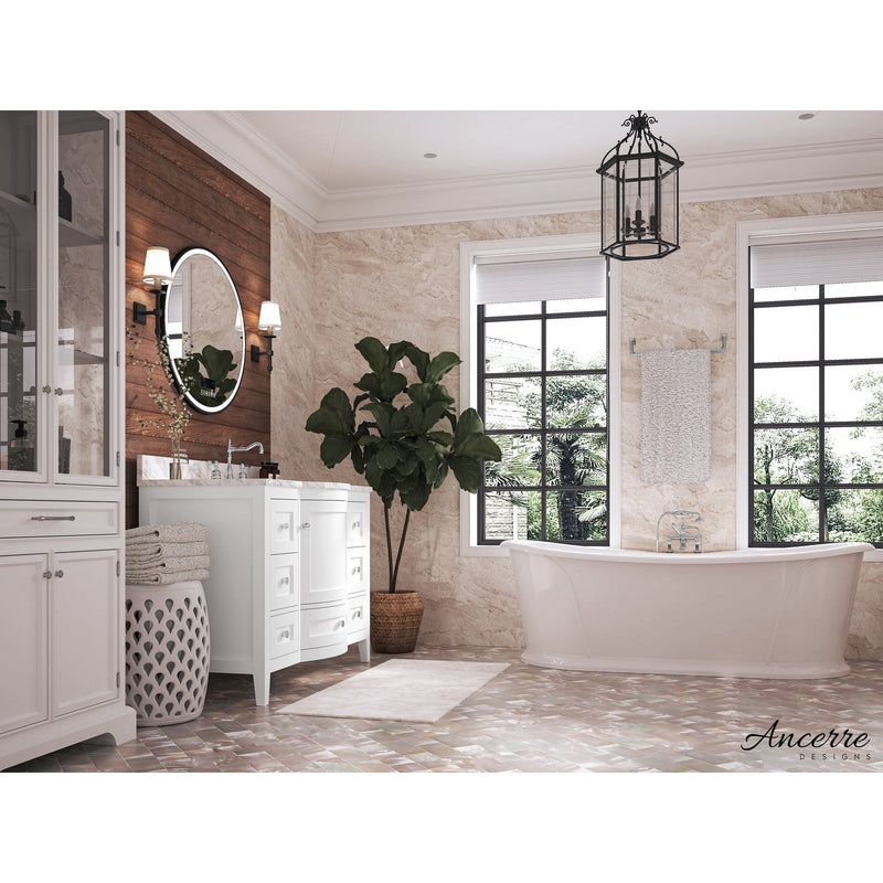 Ancerre Lauren Bathroom Vanity with Sink and Carrara White Marble Top Cabinet Set - VTS-LAUREN-48-W-CW - Backyard Provider