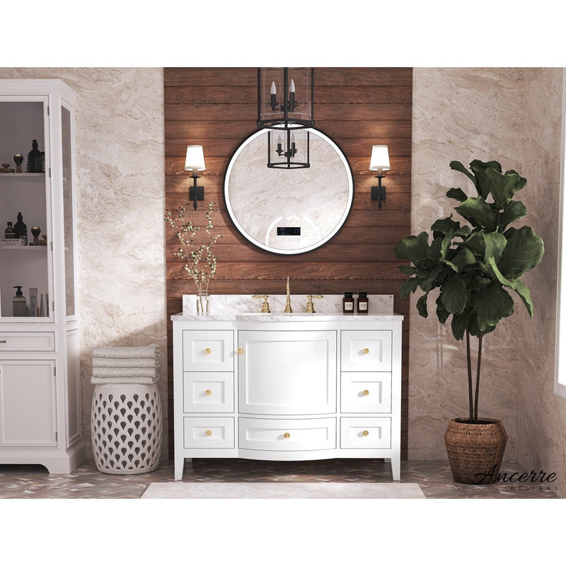 Ancerre Lauren Bathroom Vanity with Sink and Carrara White Marble Top Cabinet Set - VTS-LAUREN-48-W-CW - Backyard Provider