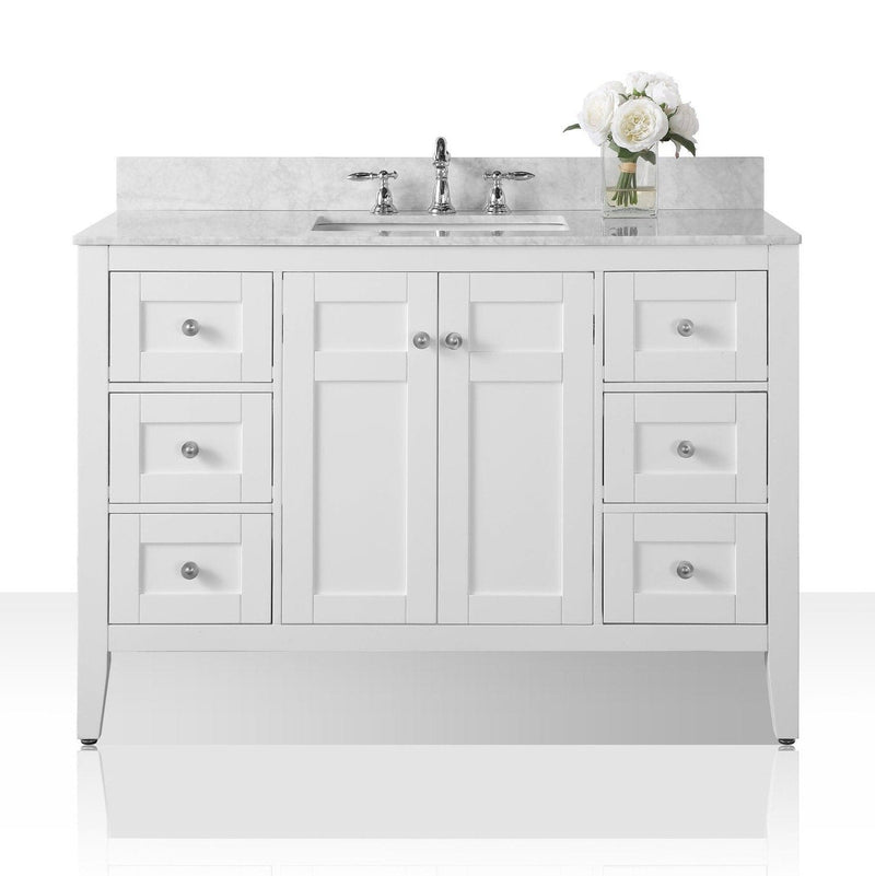 Ancerre Maili Bathroom Vanity with Sink and Carrara White Marble Top Cabinet Set - VTS-MAILI-48-W-CW - Backyard Provider