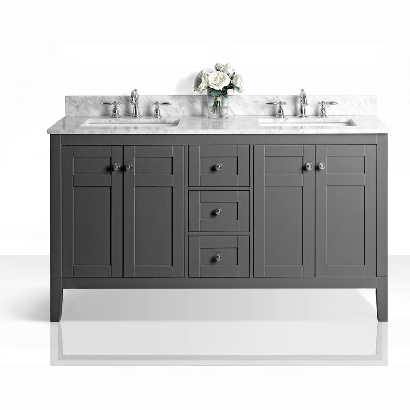 Ancerre Maili Bathroom Vanity with Sink and Carrara White Marble Top Cabinet Set - VTS-MAILI-48-W-CW - Backyard Provider