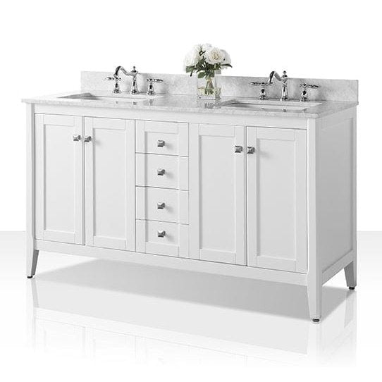 Ancerre Shelton Bathroom Vanity with Sink and Carrara White Marble Top Cabinet Set - VTS-SHELTON-48-W-CW - Backyard Provider