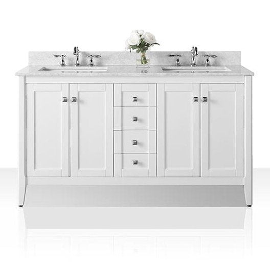 Ancerre Shelton Bathroom Vanity with Sink and Carrara White Marble Top Cabinet Set - VTS-SHELTON-48-W-CW - Backyard Provider