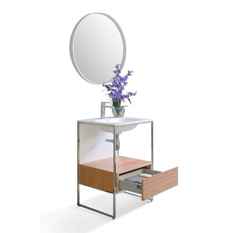 Ancerre Tory Bathroom Vanity with Solid Surface Top Cabinet Set with Mirror - VTSM-TORY-24-NW-MW - Backyard Provider