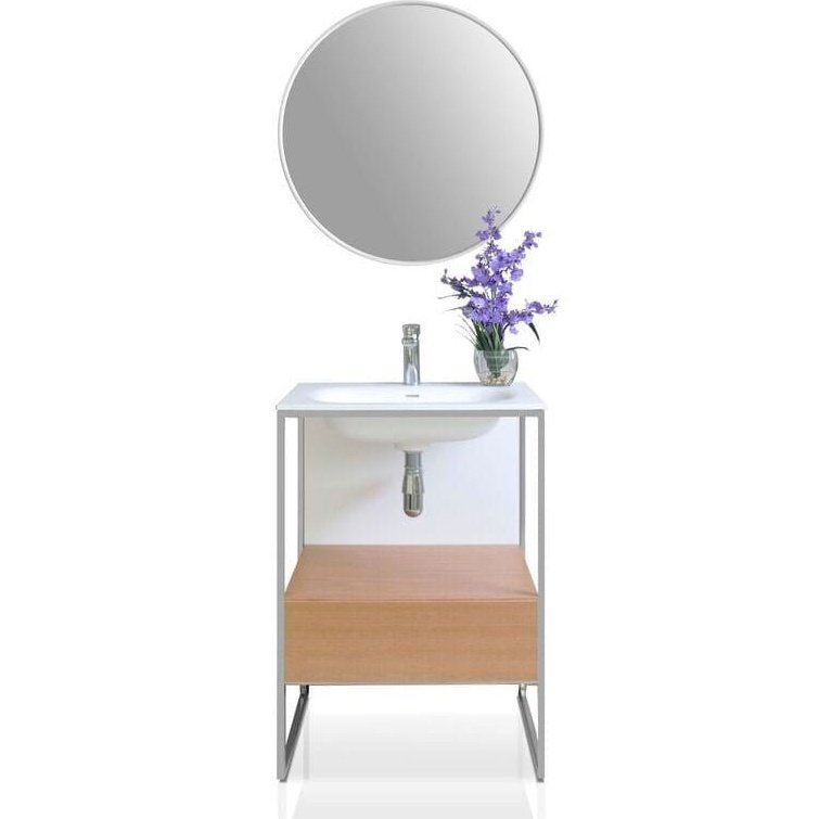 Ancerre Tory Bathroom Vanity with Solid Surface Top Cabinet Set with Mirror - VTSM-TORY-24-NW-MW - Backyard Provider