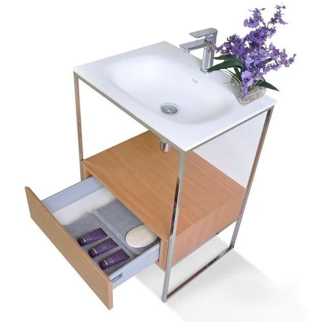 Ancerre Tory Bathroom Vanity with Solid Surface Top Cabinet Set with Mirror - VTSM-TORY-24-NW-MW - Backyard Provider