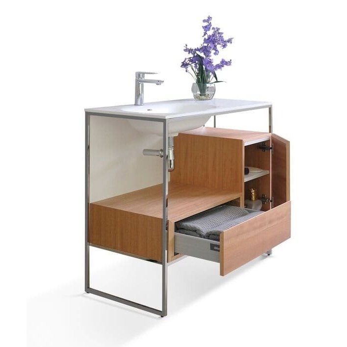 Ancerre Tory Bathroom Vanity with Solid Surface Top Cabinet Set with Mirror - VTSM-TORY-24-NW-MW - Backyard Provider