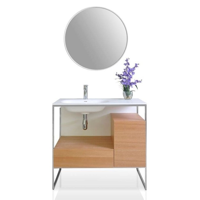 Ancerre Tory Bathroom Vanity with Solid Surface Top Cabinet Set with Mirror - VTSM-TORY-24-NW-MW - Backyard Provider