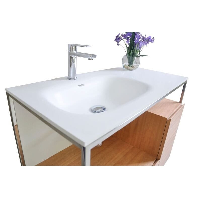 Ancerre Tory Bathroom Vanity with Solid Surface Top Cabinet Set with Mirror - VTSM-TORY-24-NW-MW - Backyard Provider