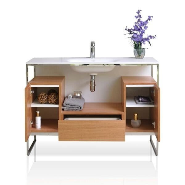 Ancerre Tory Bathroom Vanity with Solid Surface Top Cabinet Set with Mirror - VTSM-TORY-24-NW-MW - Backyard Provider