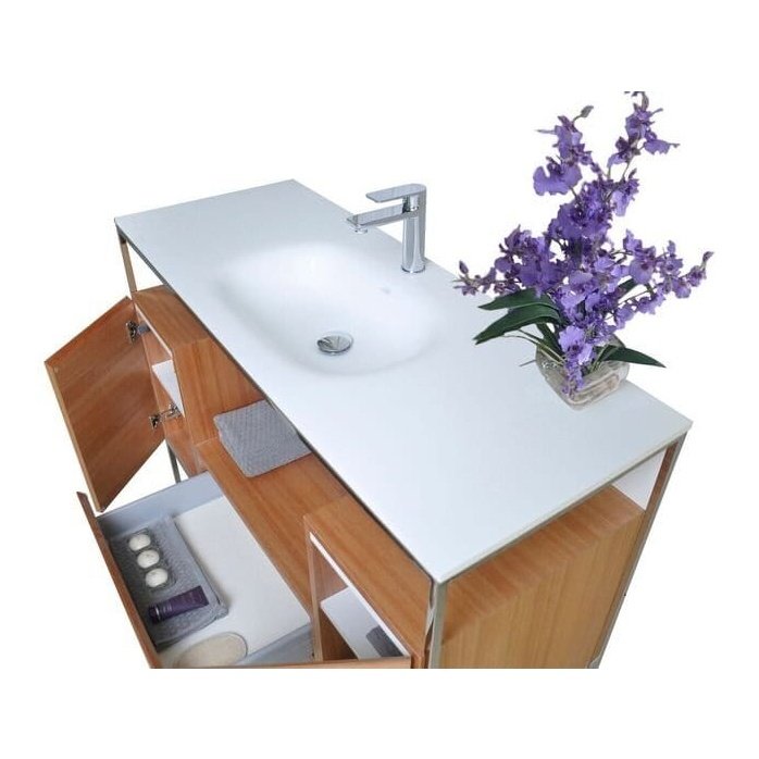 Ancerre Tory Bathroom Vanity with Solid Surface Top Cabinet Set with Mirror - VTSM-TORY-24-NW-MW - Backyard Provider