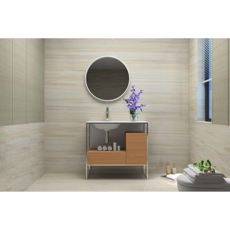 Ancerre Tory Bathroom Vanity with Solid Surface Top Cabinet Set with Mirror - VTSM-TORY-24-NW-MW - Backyard Provider