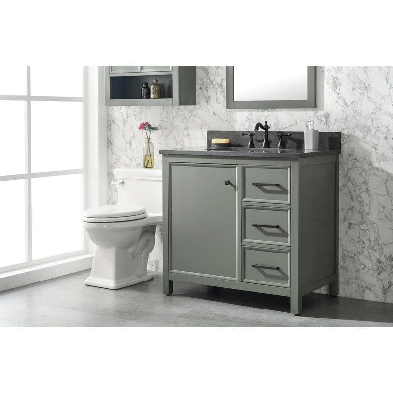 Legion Furniture WLF2136-PG 36 Inch Pewter Green Finish Sink Vanity Cabinet with Blue Lime Stone Top - Backyard Provider