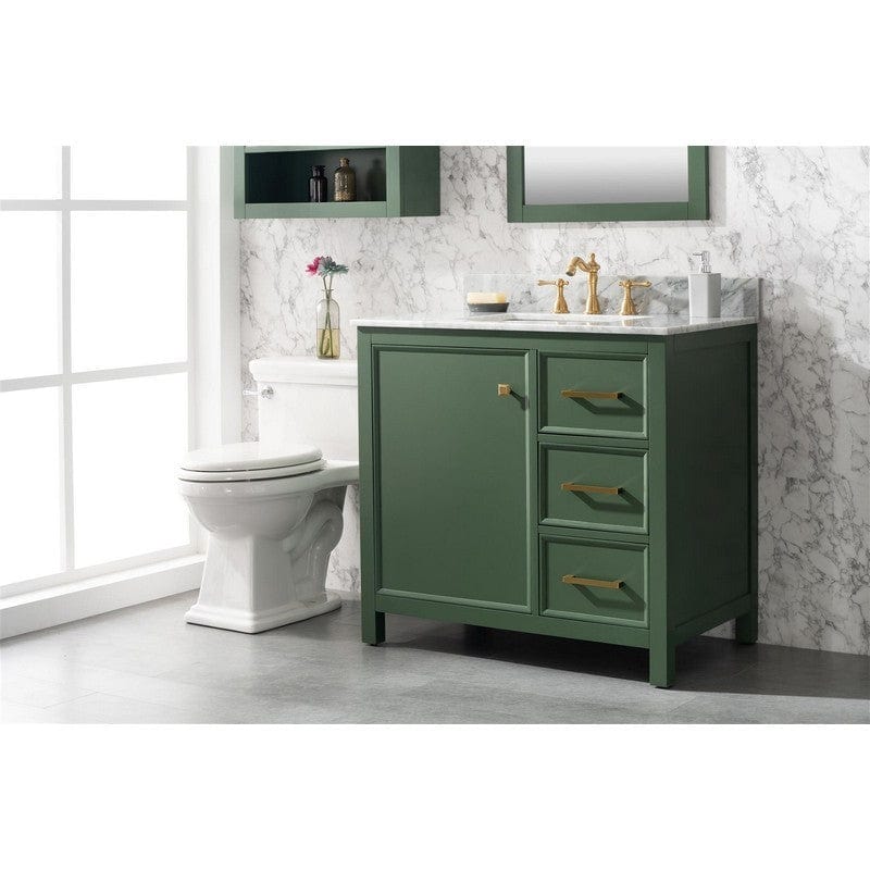 Legion Furniture WLF2136-VG 36 Inch Vogue Green Finish Sink Vanity Cabinet with Carrara White Top - Backyard Provider