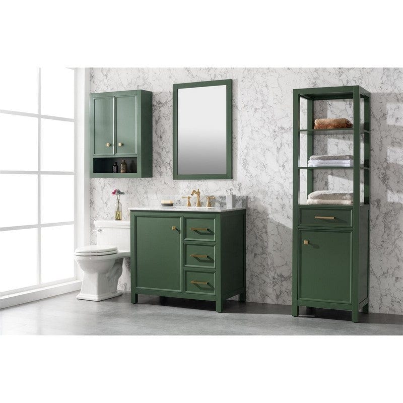 Legion Furniture WLF2136-VG 36 Inch Vogue Green Finish Sink Vanity Cabinet with Carrara White Top - Backyard Provider