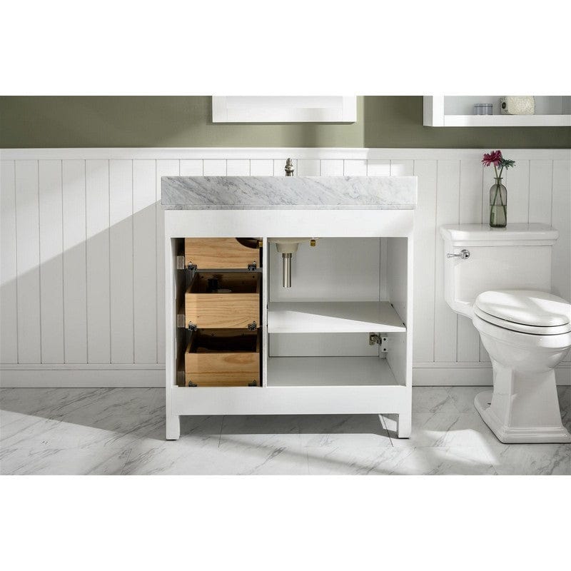 Legion Furniture WLF2136-W 36 Inch White Finish Sink Vanity Cabinet with Carrara White Top - Backyard Provider