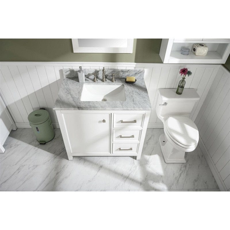 Legion Furniture WLF2136-W 36 Inch White Finish Sink Vanity Cabinet with Carrara White Top - Backyard Provider