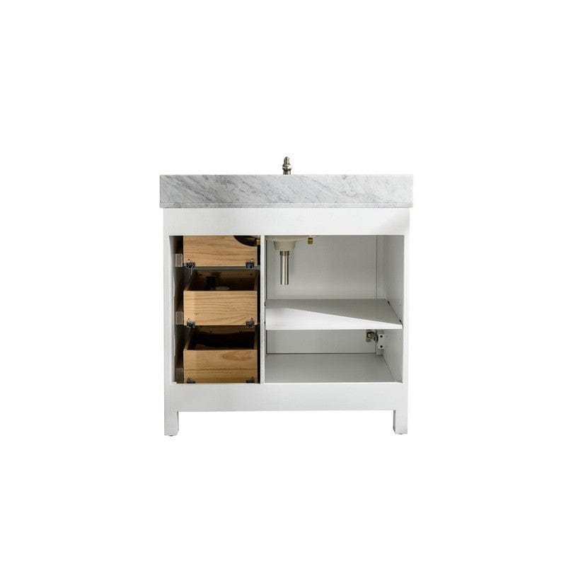 Legion Furniture WLF2136-W 36 Inch White Finish Sink Vanity Cabinet with Carrara White Top - Backyard Provider