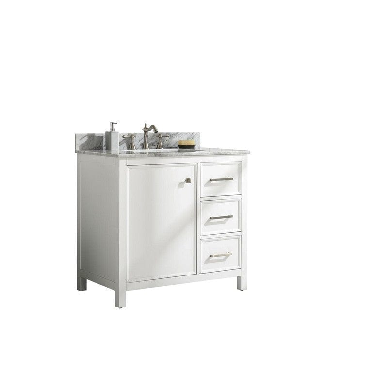 Legion Furniture WLF2136-W 36 Inch White Finish Sink Vanity Cabinet with Carrara White Top - Backyard Provider