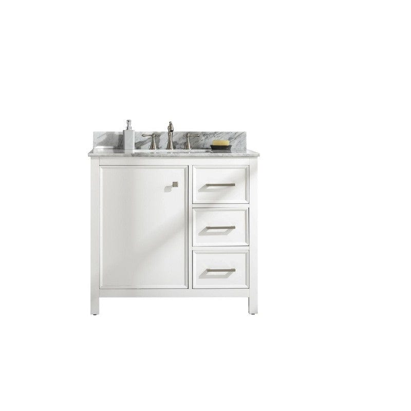 Legion Furniture WLF2136-W 36 Inch White Finish Sink Vanity Cabinet with Carrara White Top - Backyard Provider