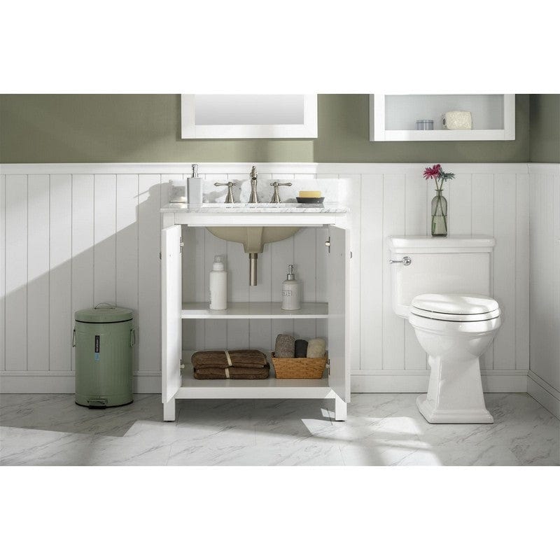 Legion Furniture WLF2154-W 54 Inch White Finish Double Sink Vanity Cabinet with Carrara White Top - Backyard Provider