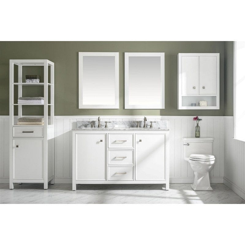 Legion Furniture WLF2154-W 54 Inch White Finish Double Sink Vanity Cabinet with Carrara White Top - Backyard Provider