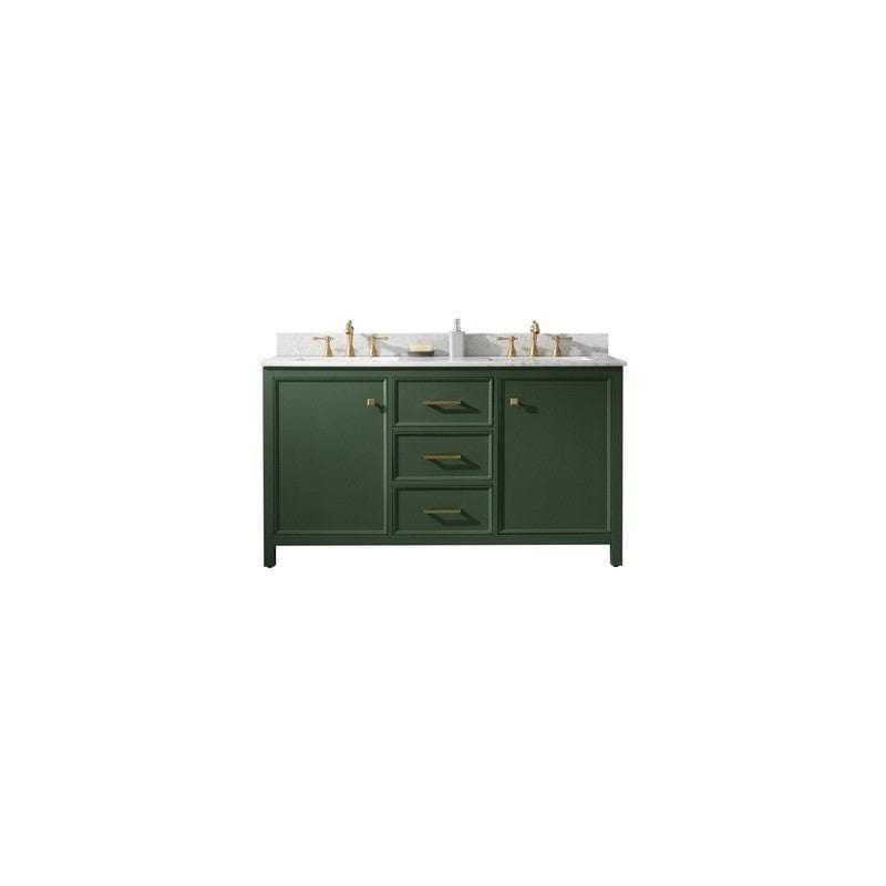 Legion Furniture WLF2160D-VG 60 Inch Vogue Green Finish Double Sink Vanity Cabinet with Carrara White Top - Backyard Provider