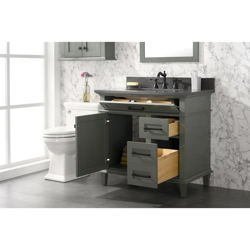 Legion Furniture WLF2236-PG 36 Inch Pewter Green Finish Sink Vanity Cabinet with Blue Lime Stone Top - Backyard Provider