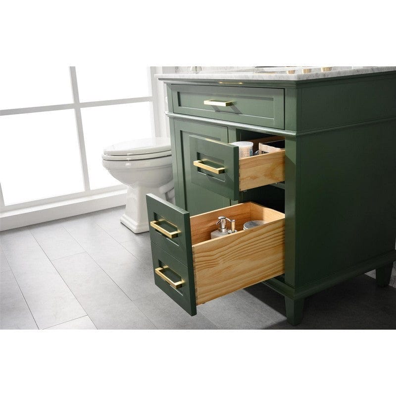 Legion Furniture WLF2236-VG 36 Inch Vogue Green Finish Sink Vanity Cabinet with Carrara White Top - Backyard Provider