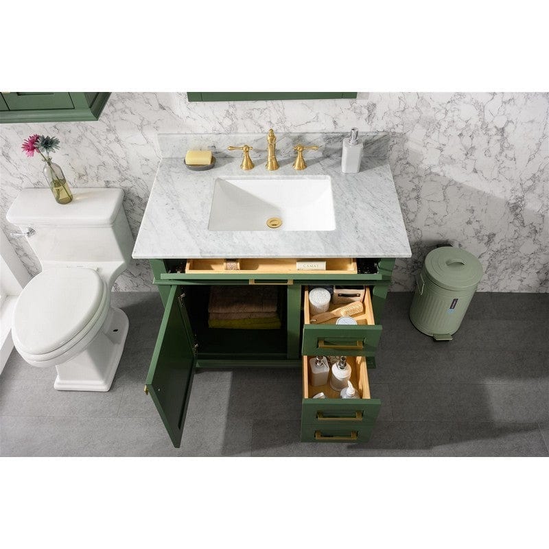 Legion Furniture WLF2236-VG 36 Inch Vogue Green Finish Sink Vanity Cabinet with Carrara White Top - Backyard Provider