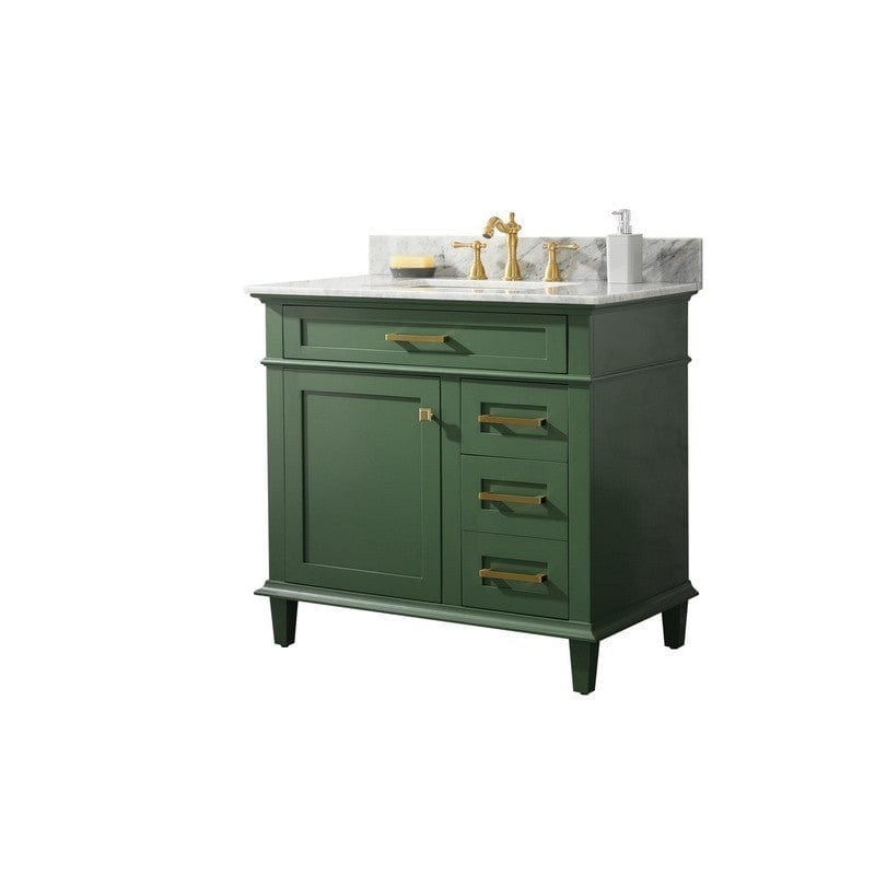 Legion Furniture WLF2236-VG 36 Inch Vogue Green Finish Sink Vanity Cabinet with Carrara White Top - Backyard Provider