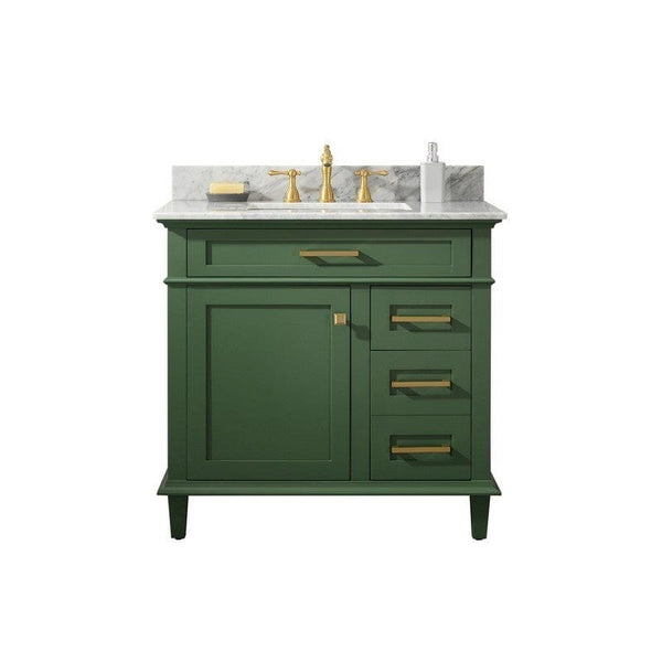 Legion Furniture WLF2236-VG 36 Inch Vogue Green Finish Sink Vanity Cabinet with Carrara White Top - Backyard Provider