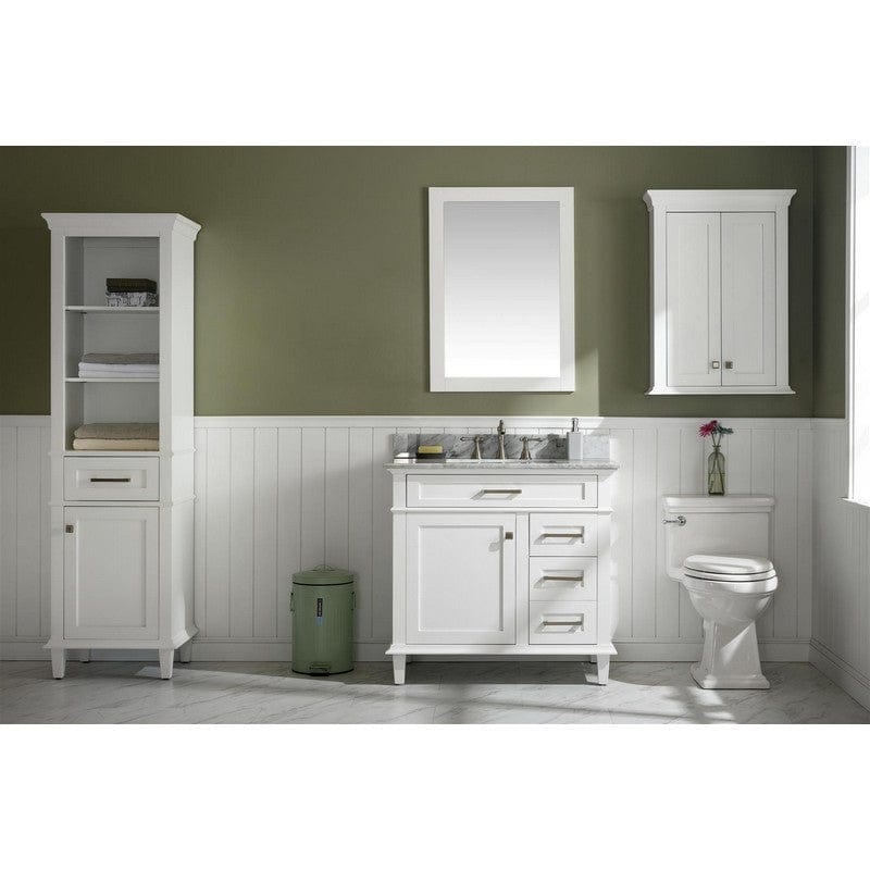 Legion Furniture WLF2236-W 36 Inch White Finish Sink Vanity Cabinet with Carrara White Top - Backyard Provider