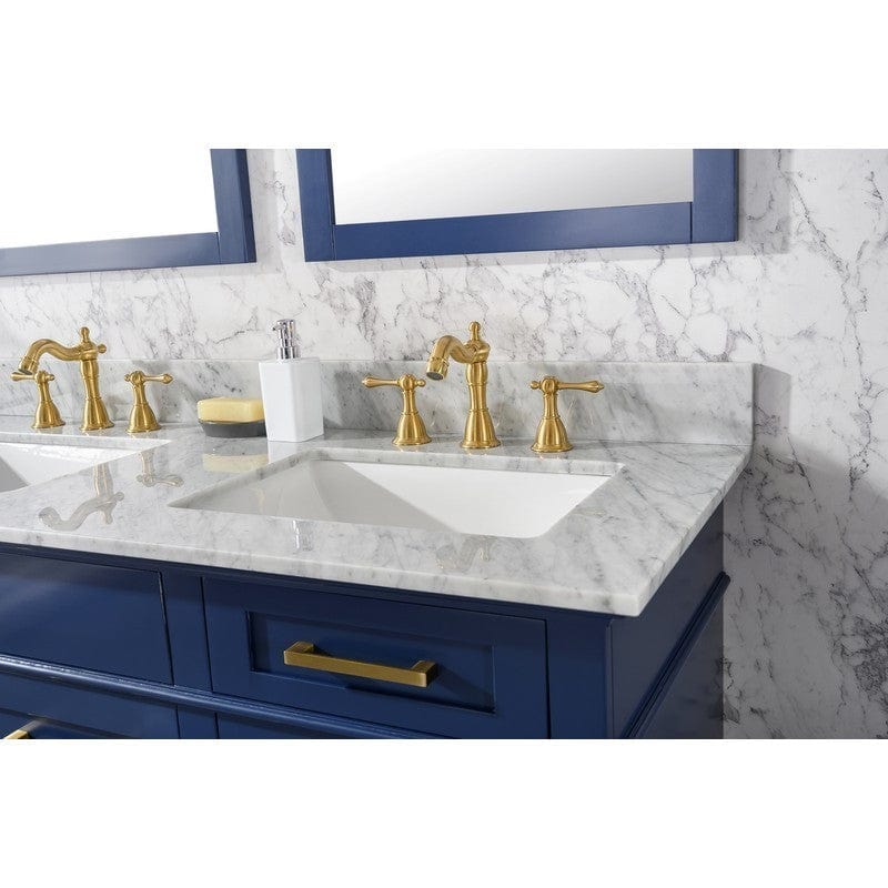 Legion Furniture WLF2254-B 54 Inch Blue Finish Double Sink Vanity Cabinet with Carrara White Top - Backyard Provider