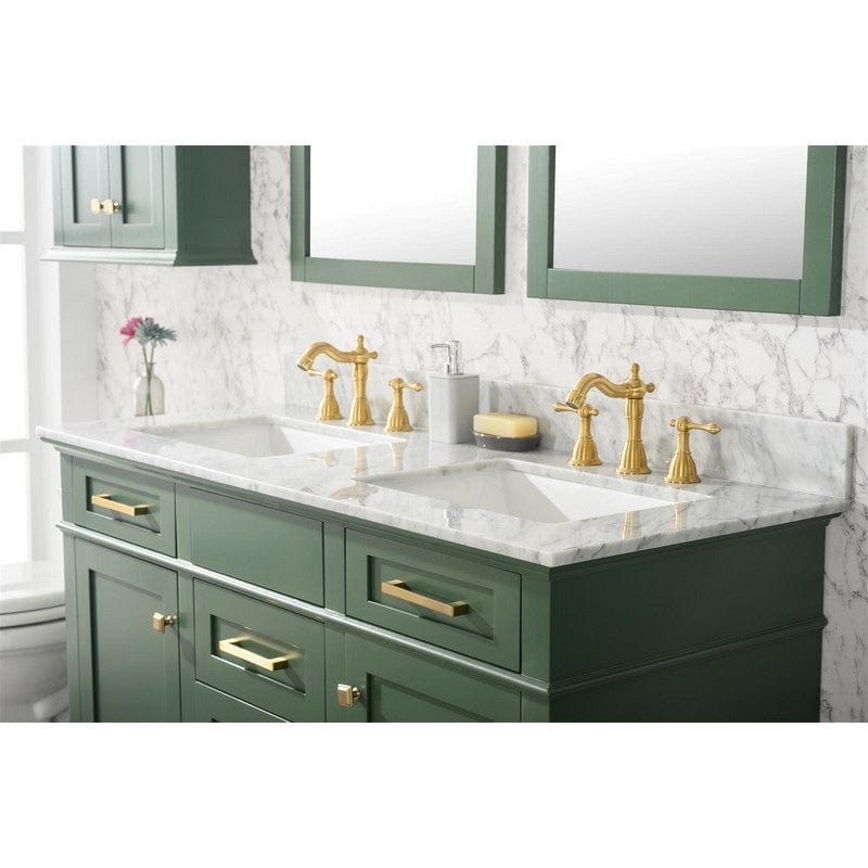 Legion Furniture WLF2254-VG 54 Inch Vogue Green Finish Double Sink Vanity Cabinet with Carrara White Top - Backyard Provider