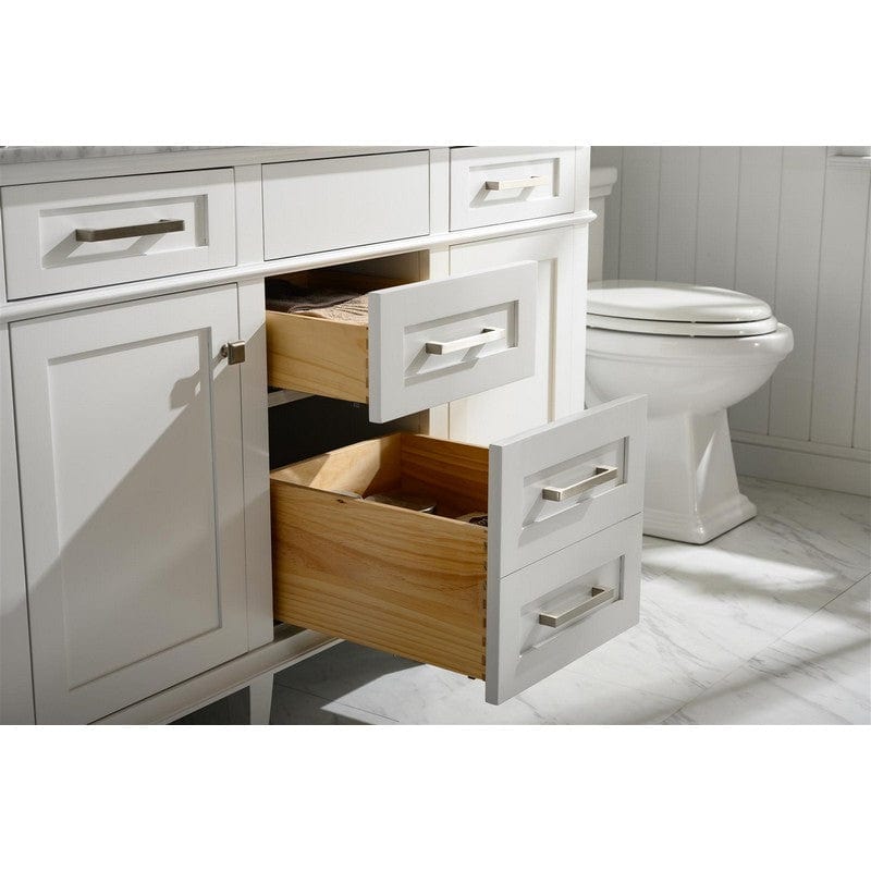 Legion Furniture WLF2254-W 54 Inch White Finish Double Sink Vanity Cabinet with Carrara White Top - Backyard Provider