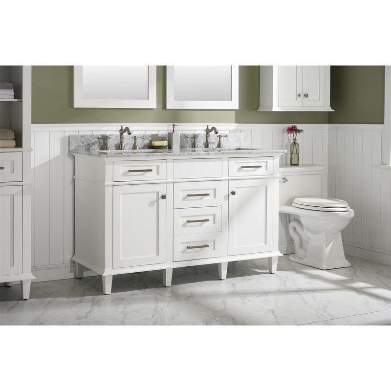 Legion Furniture WLF2254-W 54 Inch White Finish Double Sink Vanity Cabinet with Carrara White Top - Backyard Provider