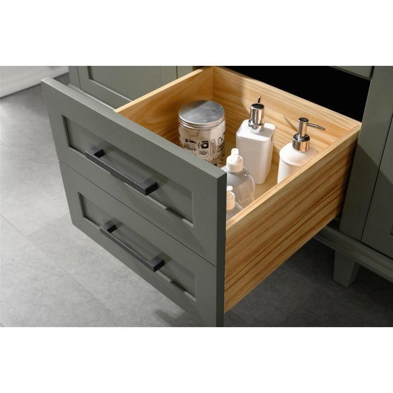 Legion Furniture WLF2260D-PG 60 Inch Pewter Green Finish Double Sink Vanity Cabinet with Blue Lime Stone Top - Backyard Provider