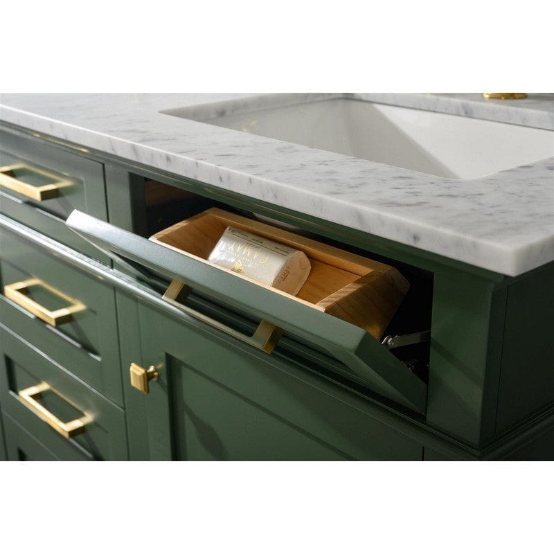 Legion Furniture WLF2260D-VG 60 Inch Vogue Green Finish Double Sink Vanity Cabinet with Carrara White Top - Backyard Provider