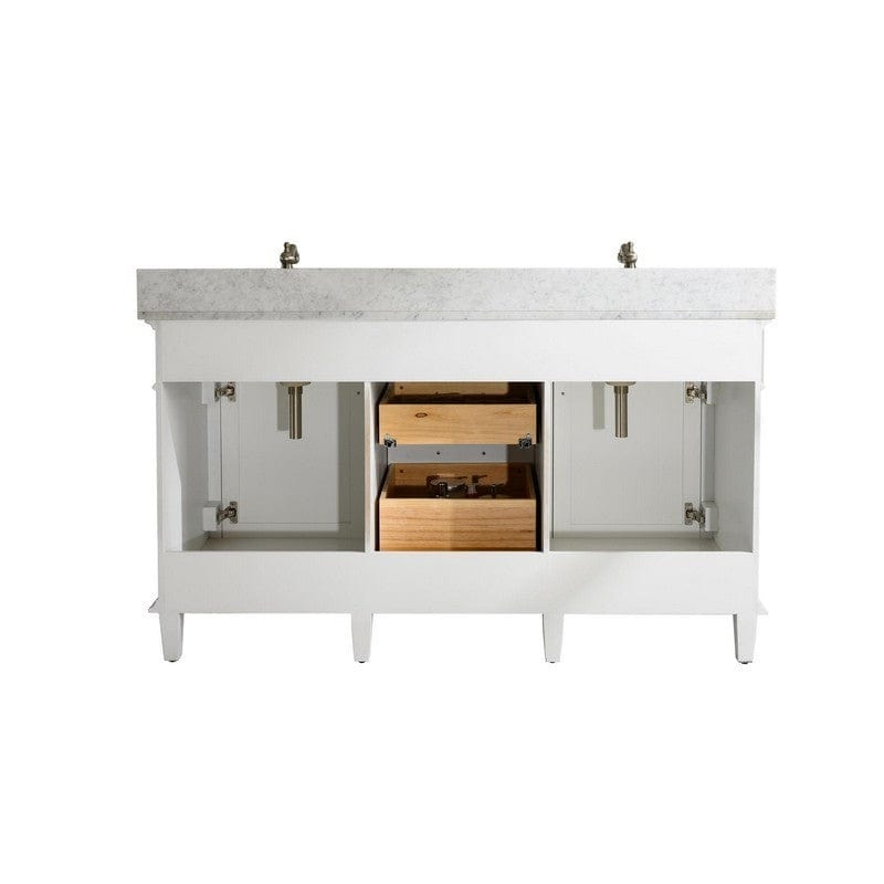 Legion Furniture WLF2260D-W 60 Inch White Finish Double Sink Vanity Cabinet with Carrara White Top - Backyard Provider