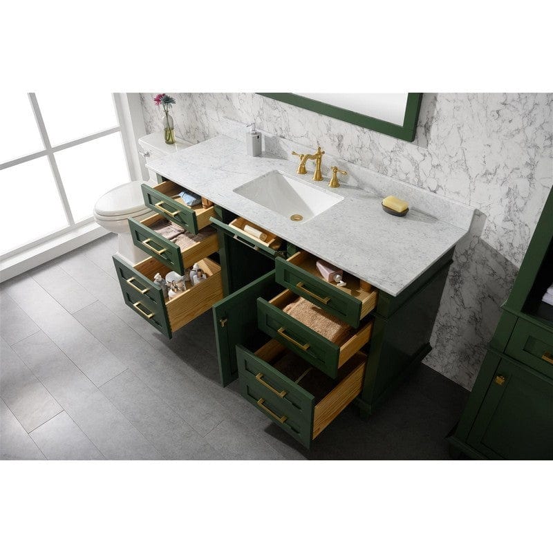 Legion Furniture WLF2260S-VG 60 Inch Vogue Green Finish Single Sink Vanity Cabinet with Carrara White Top - Backyard Provider