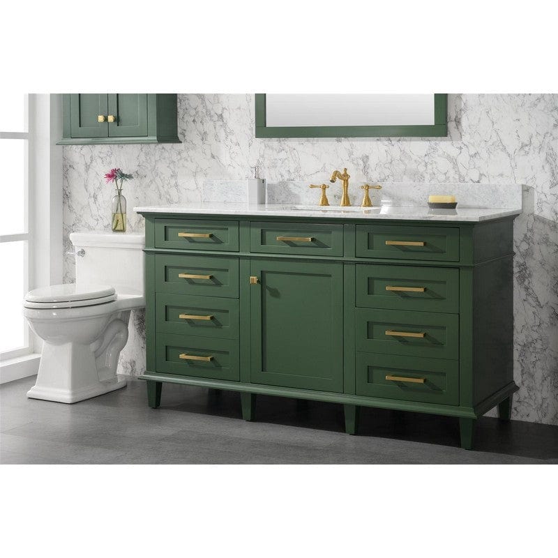 Legion Furniture WLF2260S-VG 60 Inch Vogue Green Finish Single Sink Vanity Cabinet with Carrara White Top - Backyard Provider