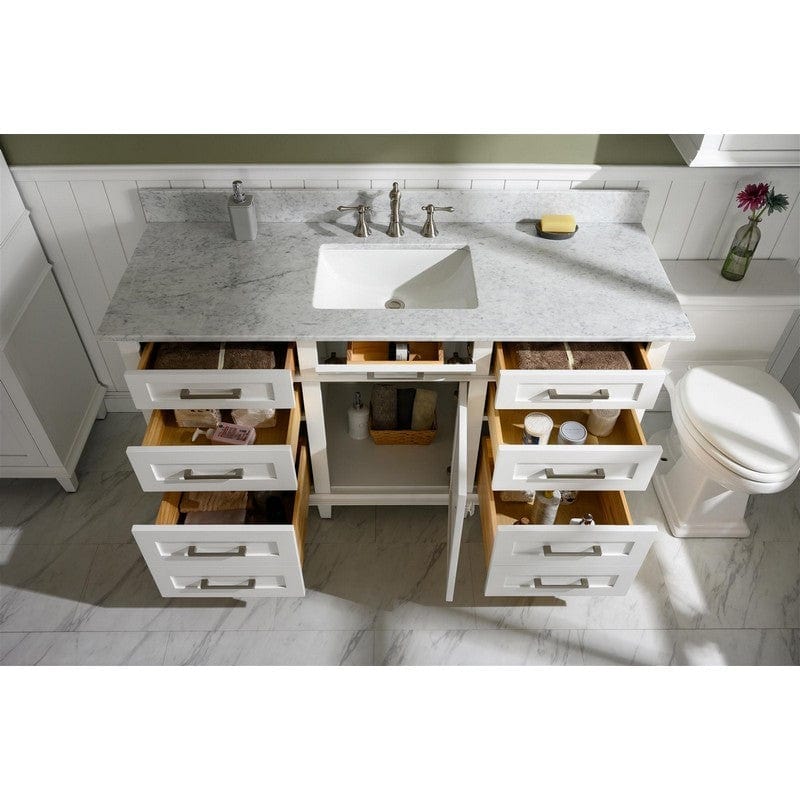 Legion Furniture WLF2260S-W 60 Inch White Finish Single Sink Vanity Cabinet with Carrara White Top - Backyard Provider