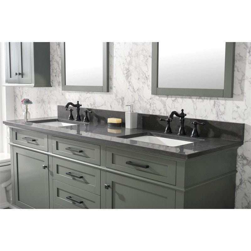 Legion Furniture WLF2272-PG 72 Inch Pewter Green Double Single Sink Vanity Cabinet with Blue Lime Stone Top - Backyard Provider